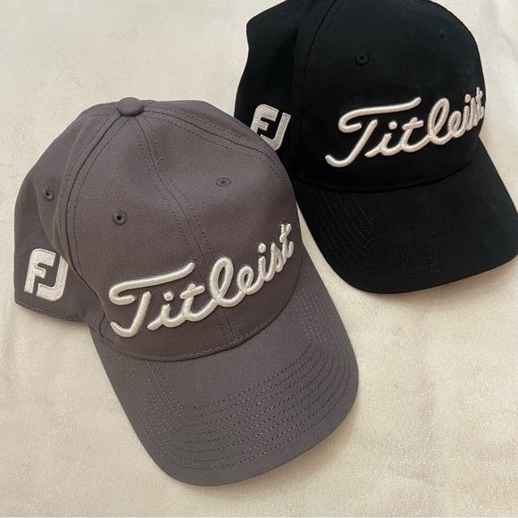 Titleist Other - New! Set of 2 Titleist cotton embroidered Logo Golf Hats gray black 2043